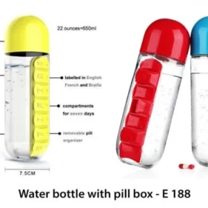 E188 – Water bottle with pill box
